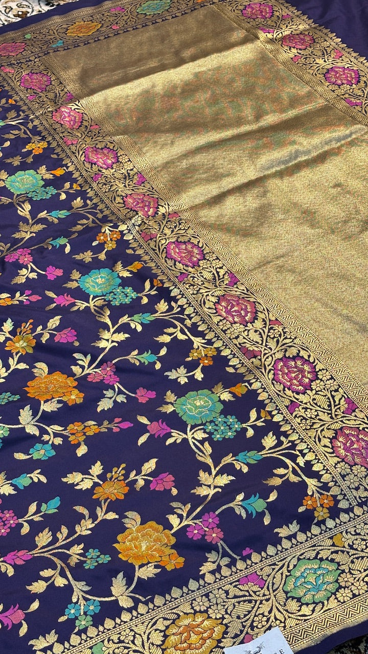 Neavy Blue Pure Banarasi Katan Silk Saree