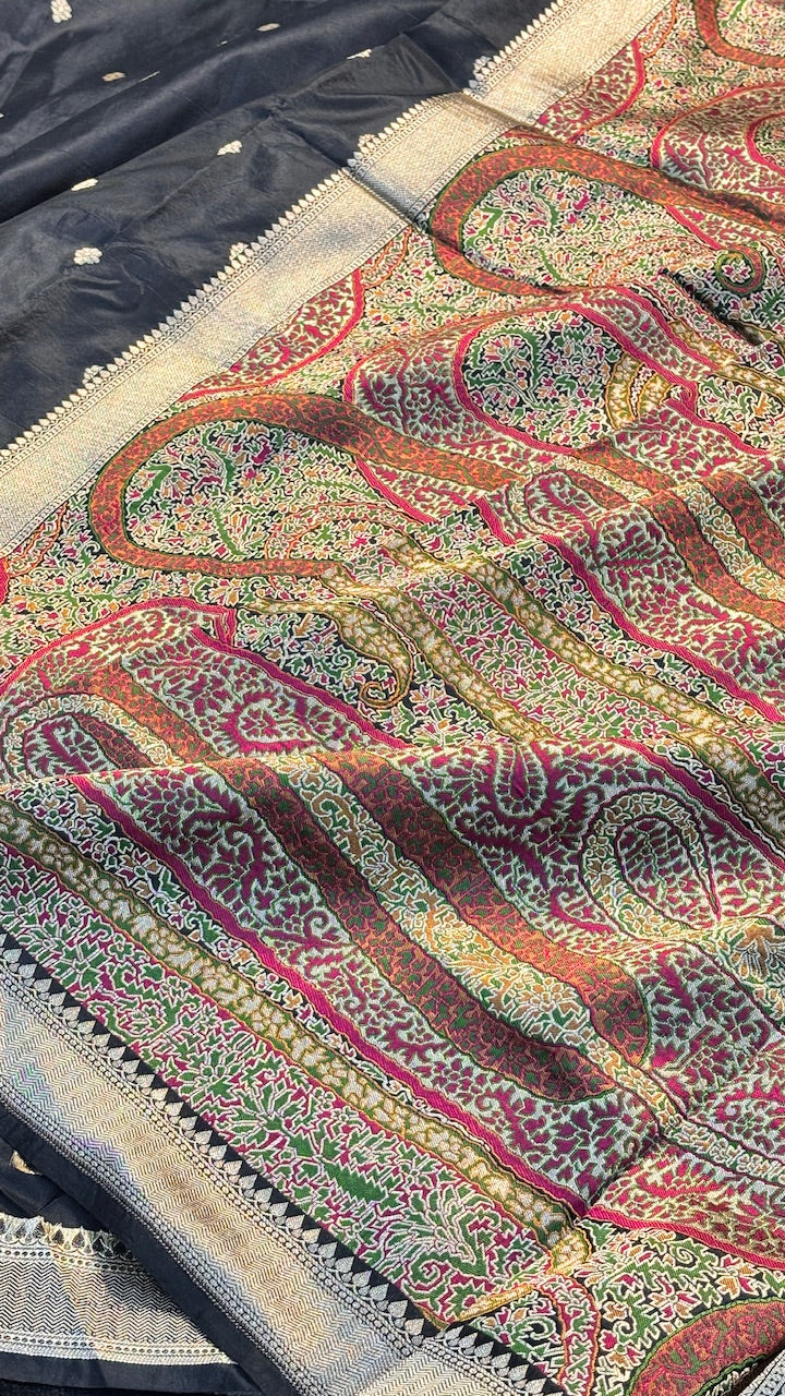 Black Pure Banarasi Katan Silk Handloom Saree