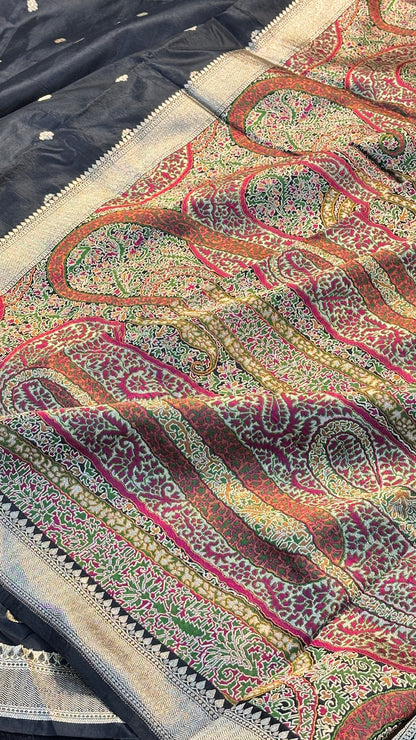 Black Pure Banarasi Katan Silk Handloom Saree