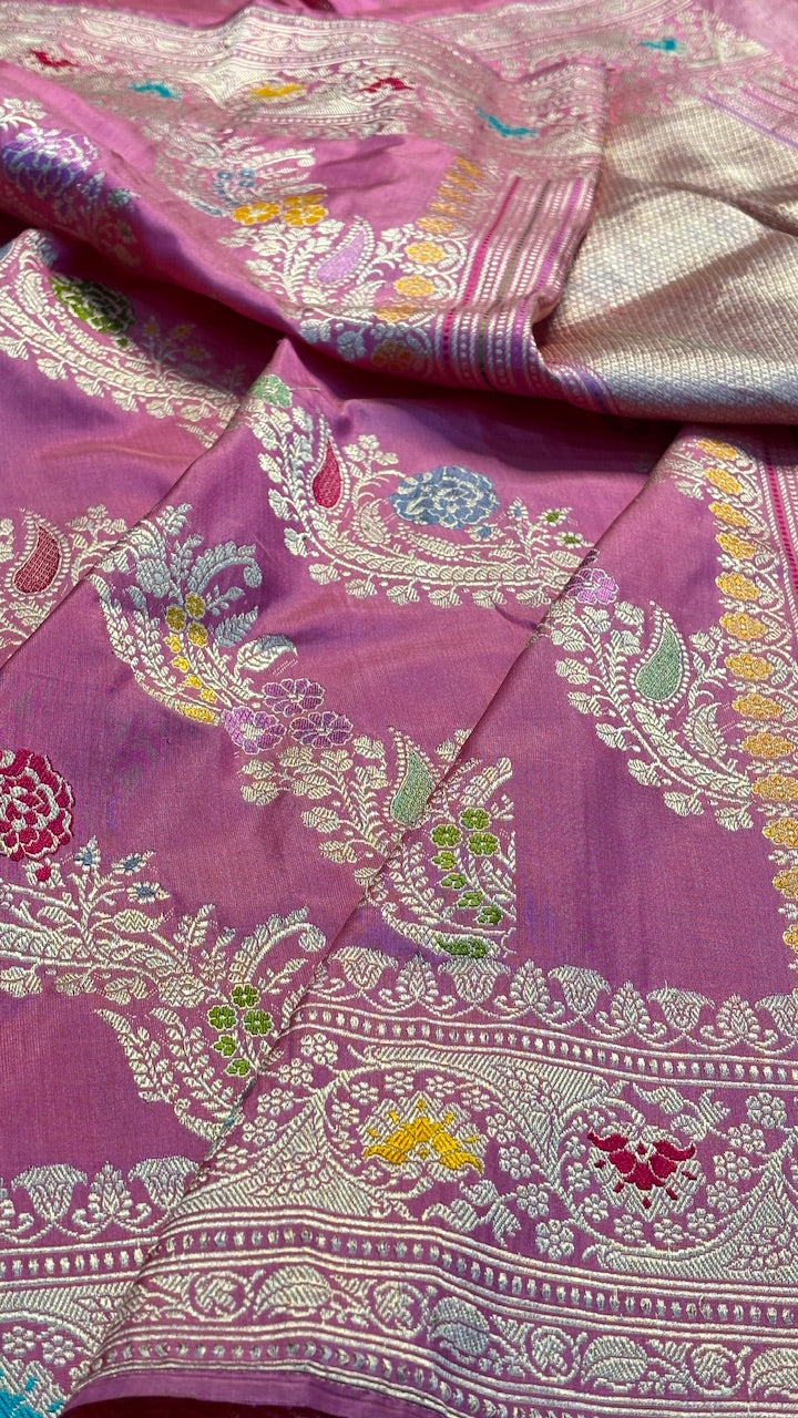 Magenta Pink Pure Banarasi Katan Silk Handloom Saree