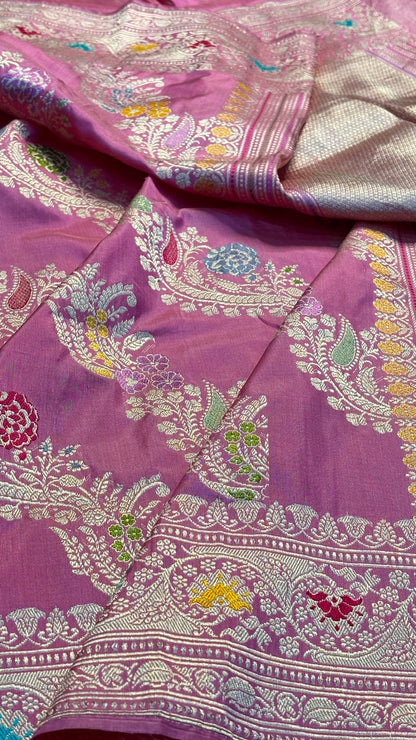 Magenta Pink Pure Banarasi Katan Silk Handloom Saree
