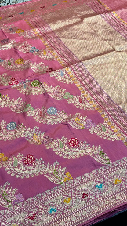 Magenta Pink Pure Banarasi Katan Silk Handloom Saree