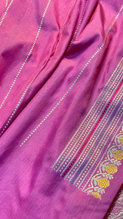Magenta Pink Pure Banarasi Katan Silk Handloom Saree