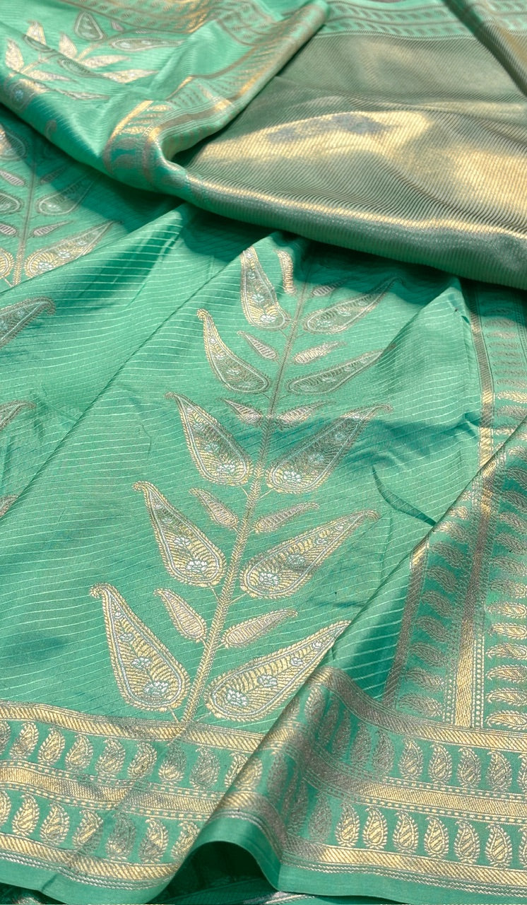 Sea Green Banarasi  Brocade Silk Saree