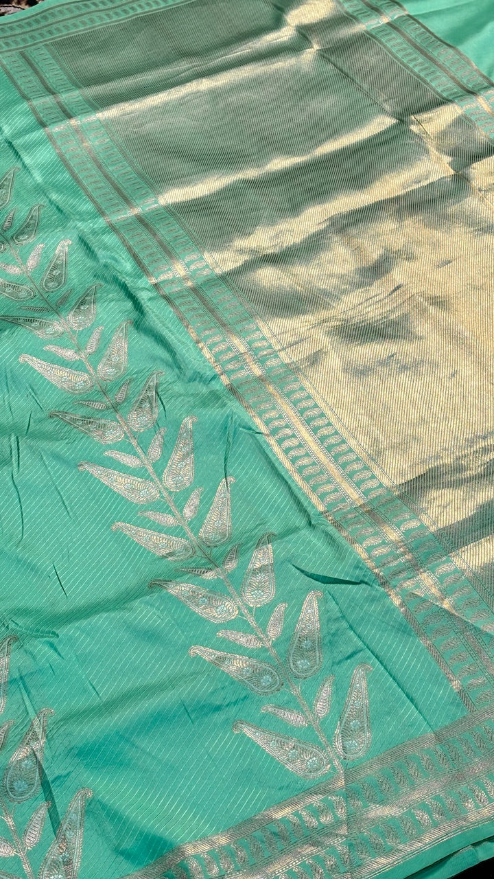 Sea Green Banarasi  Brocade Silk Saree