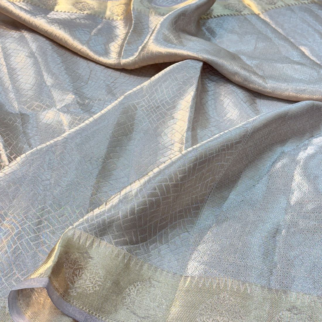 Molten Silver Pure Zari Tissue Saree