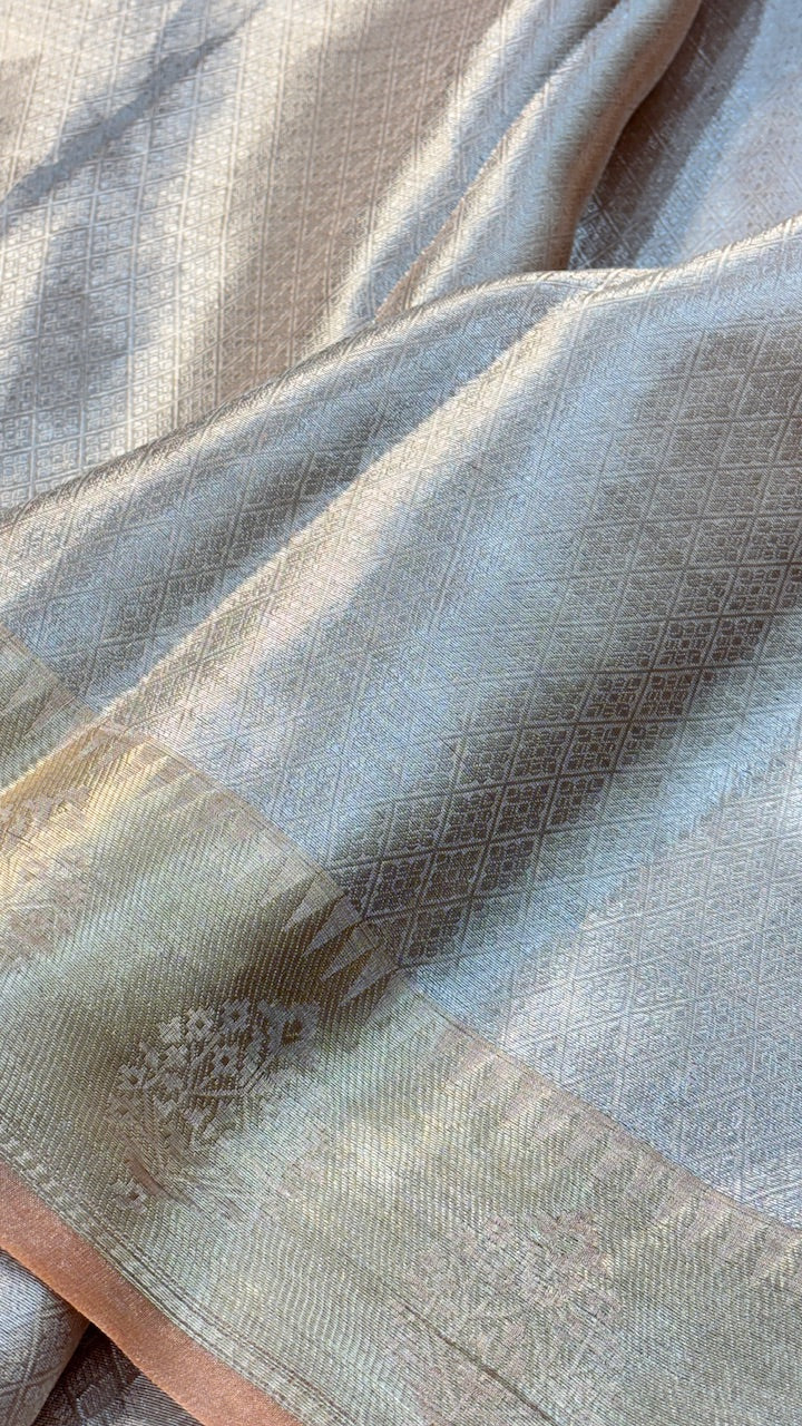 Molten Silver Pure Zari Tissue Saree
