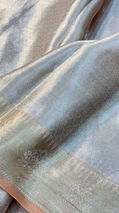 Molten Silver Pure Zari Tissue Saree