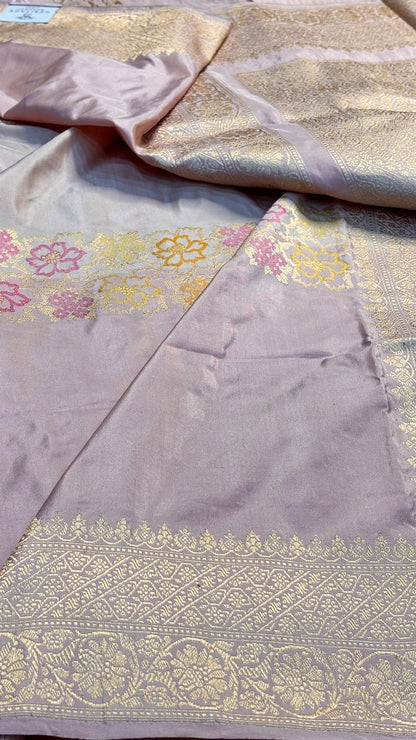 Blush Orchid Pink Pure Banarasi Katan Silk Handloom Saree