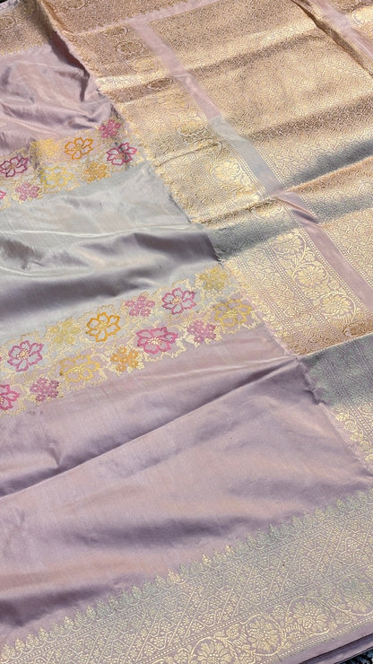 Blush Orchid Pink Pure Banarasi Katan Silk Handloom Saree