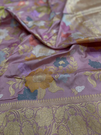 Pure Banarasi Katan Silk big Buta with Jaal and Meenakari Saree