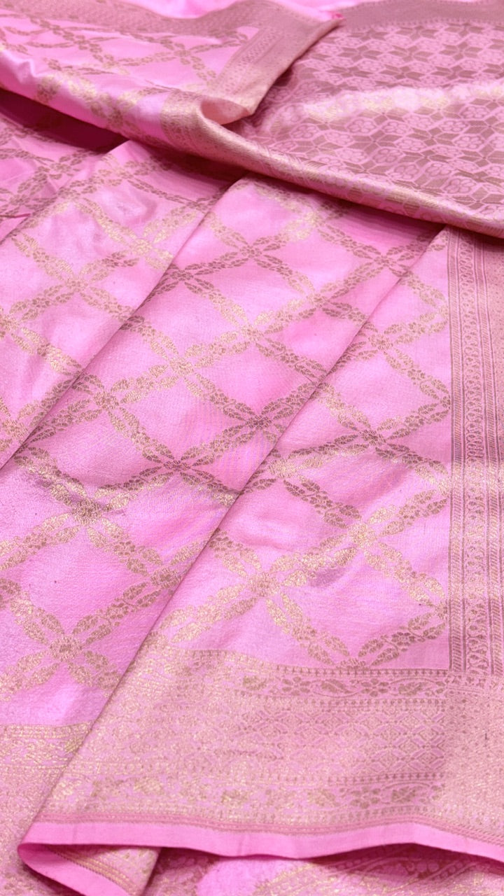 Pink Banarasi  Brocade Silk Saree