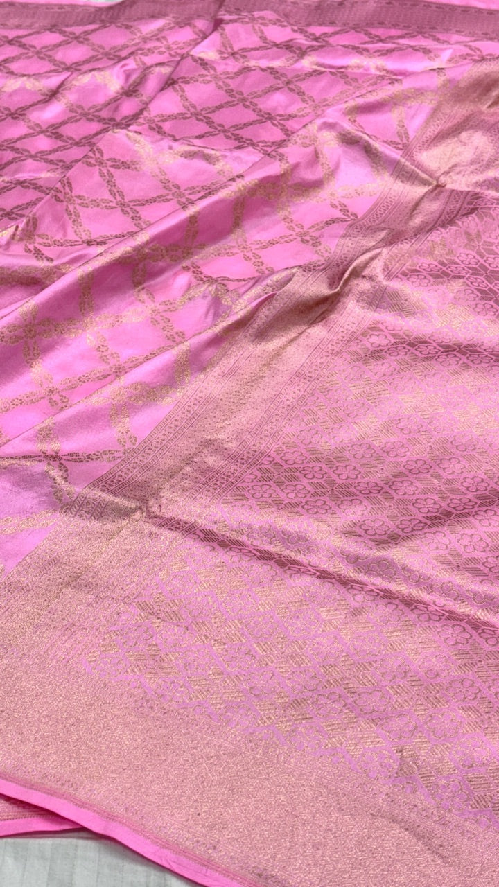 Pink Banarasi  Brocade Silk Saree