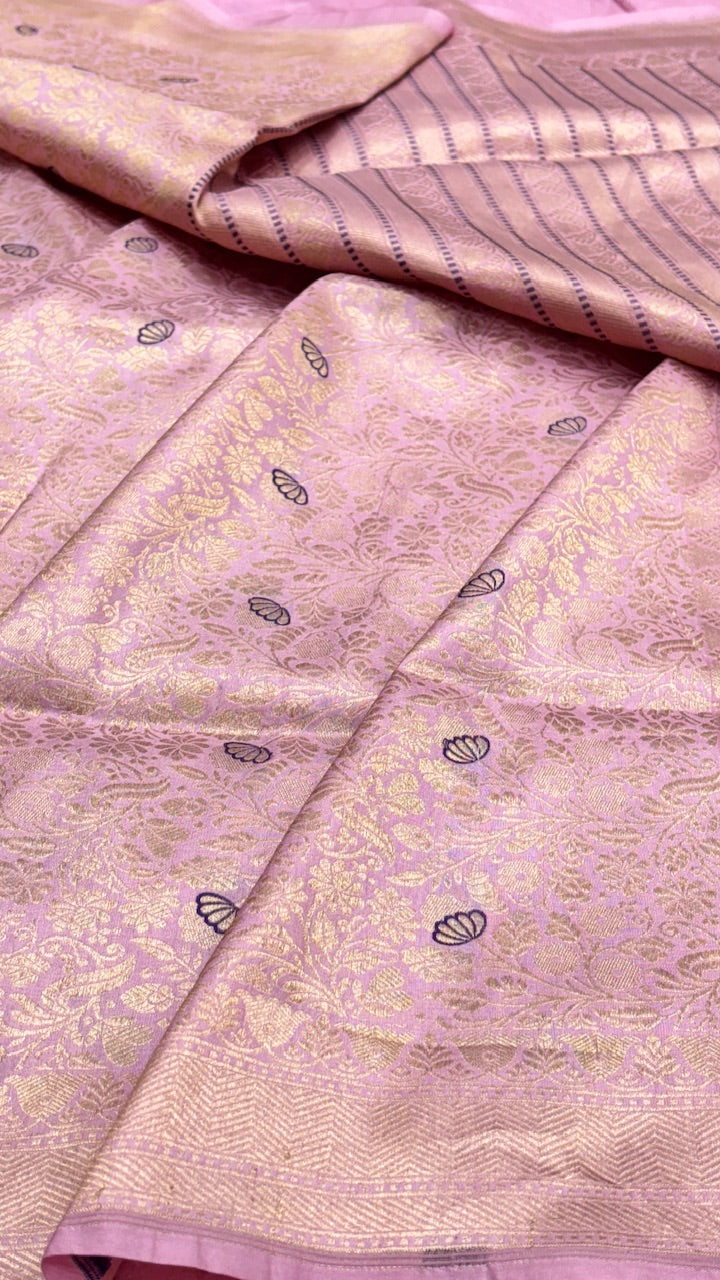 Lilac Banarasi  Brocade Silk Saree