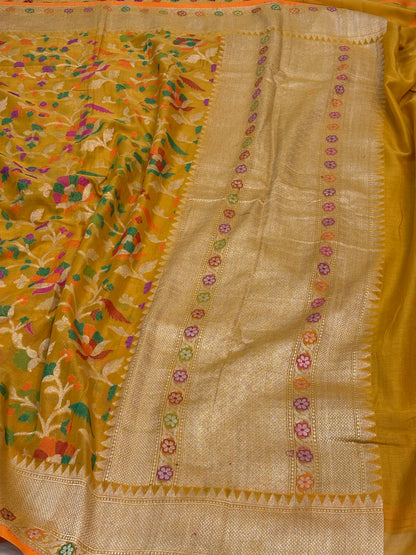 Pure Gold Cotton Jamdani Handwoven Saree