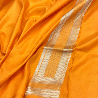 Orange Banarasi  Brocade Silk Saree
