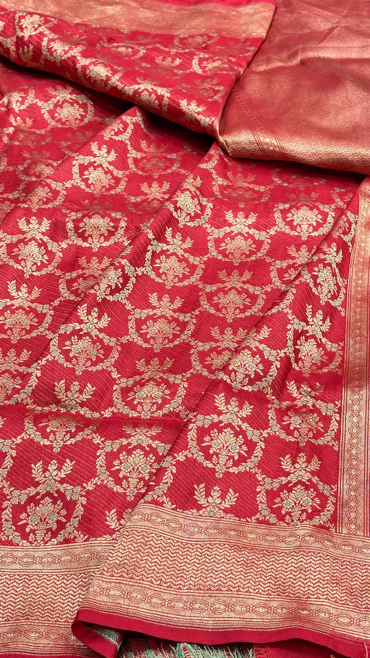 Red Banarasi  Brocade Silk Saree
