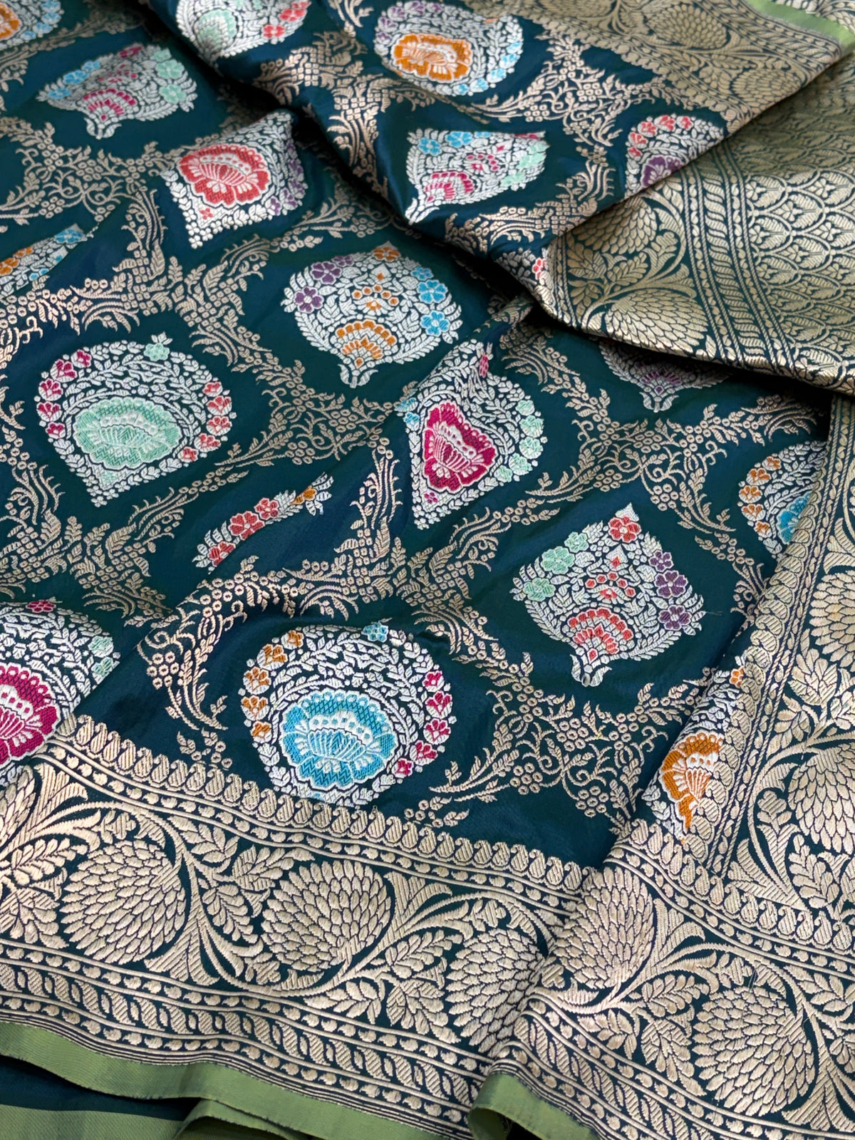 Raman Green Handwoven Pure BANARASI Katan Silk Saree