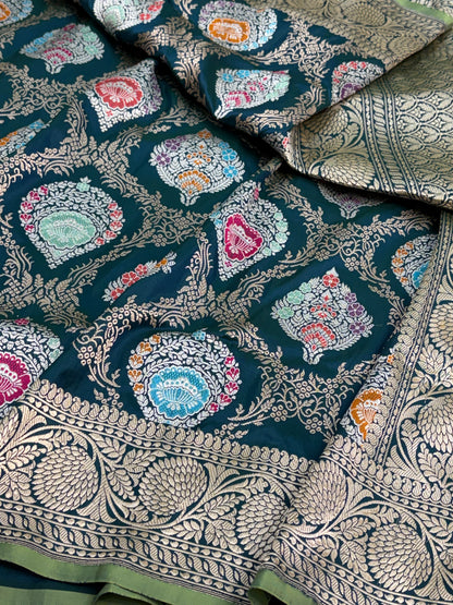 Raman Green Handwoven Pure BANARASI Katan Silk Saree