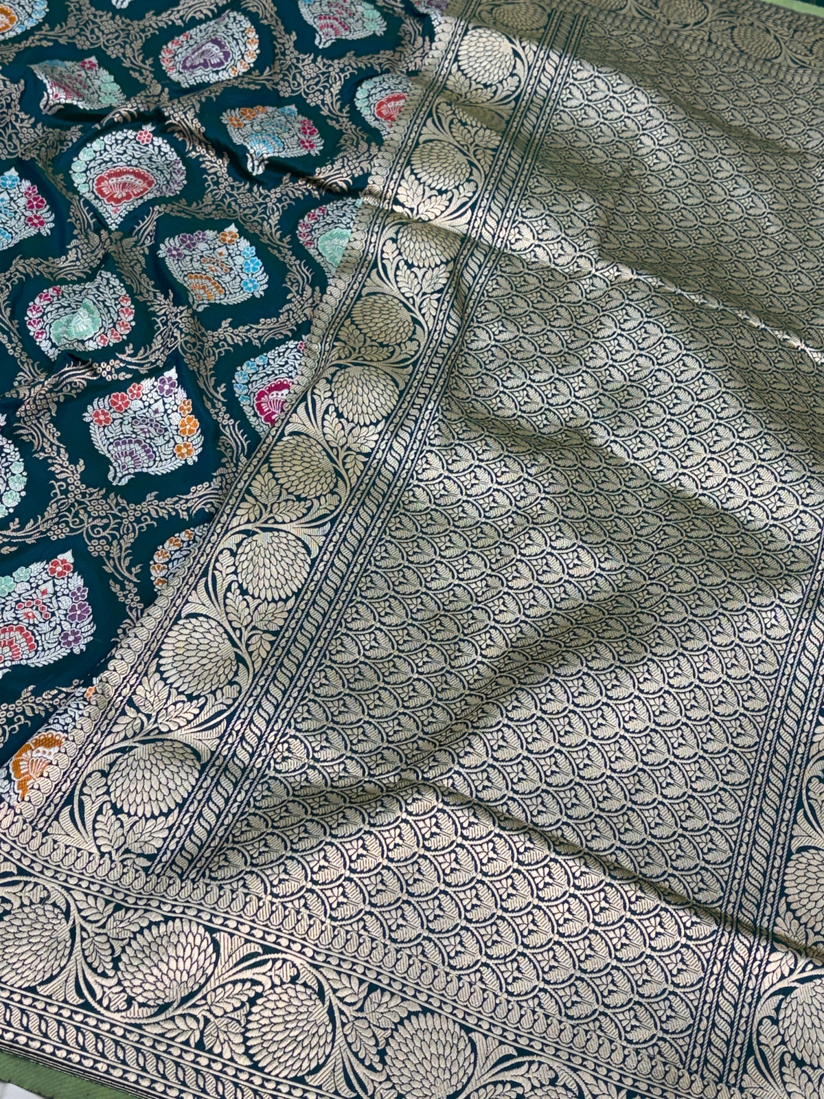 Raman Green Handwoven Pure BANARASI Katan Silk Saree