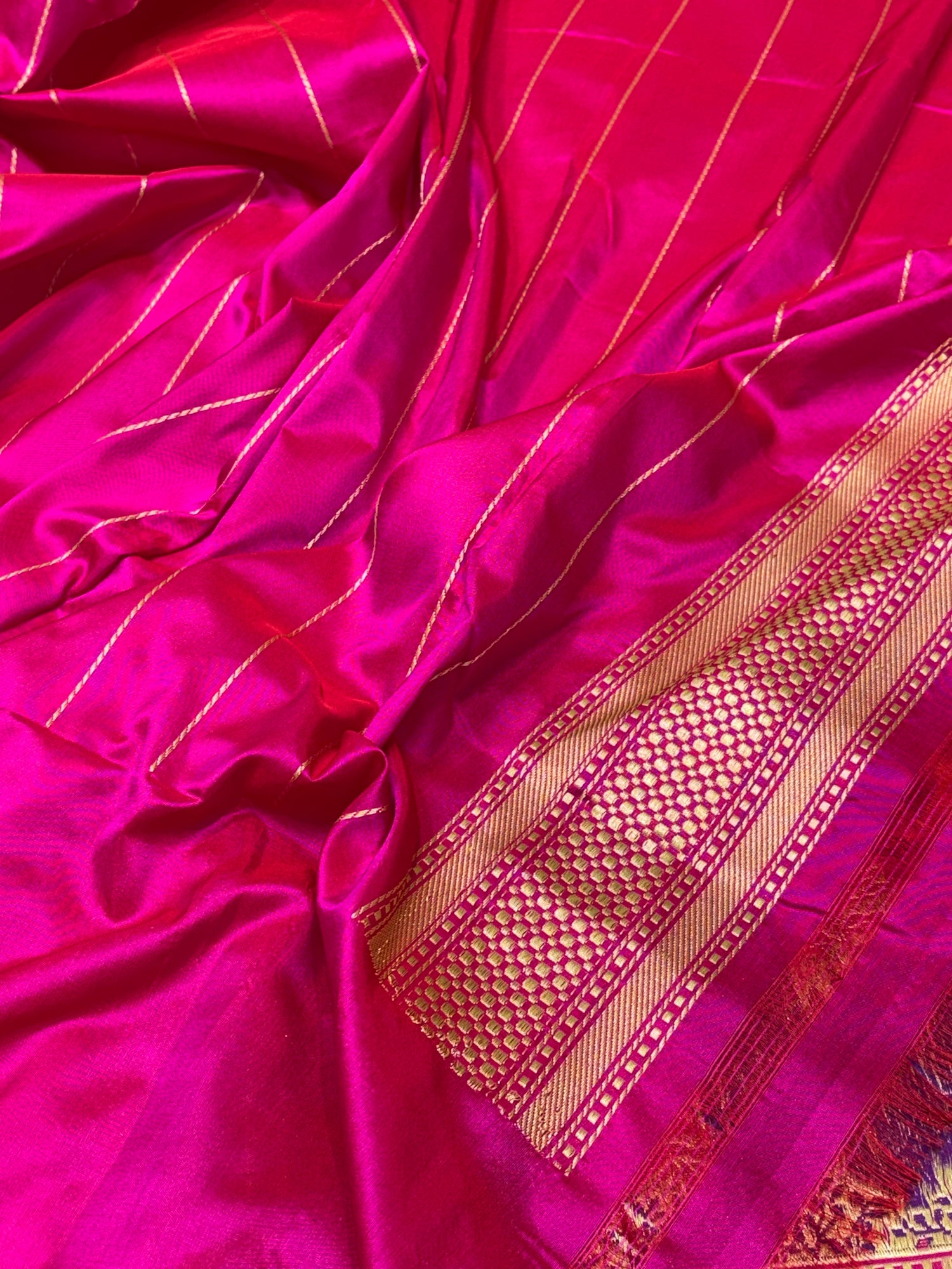 Rani Pink Banarasi Pure Katan Silk Handwoven Saree