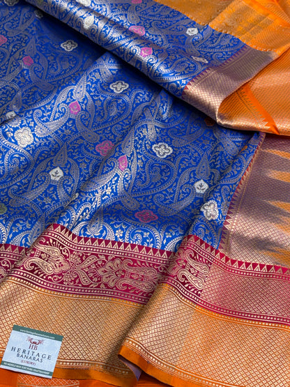 Royal Blue Handwoven Pure BANARASI Brocade Saree