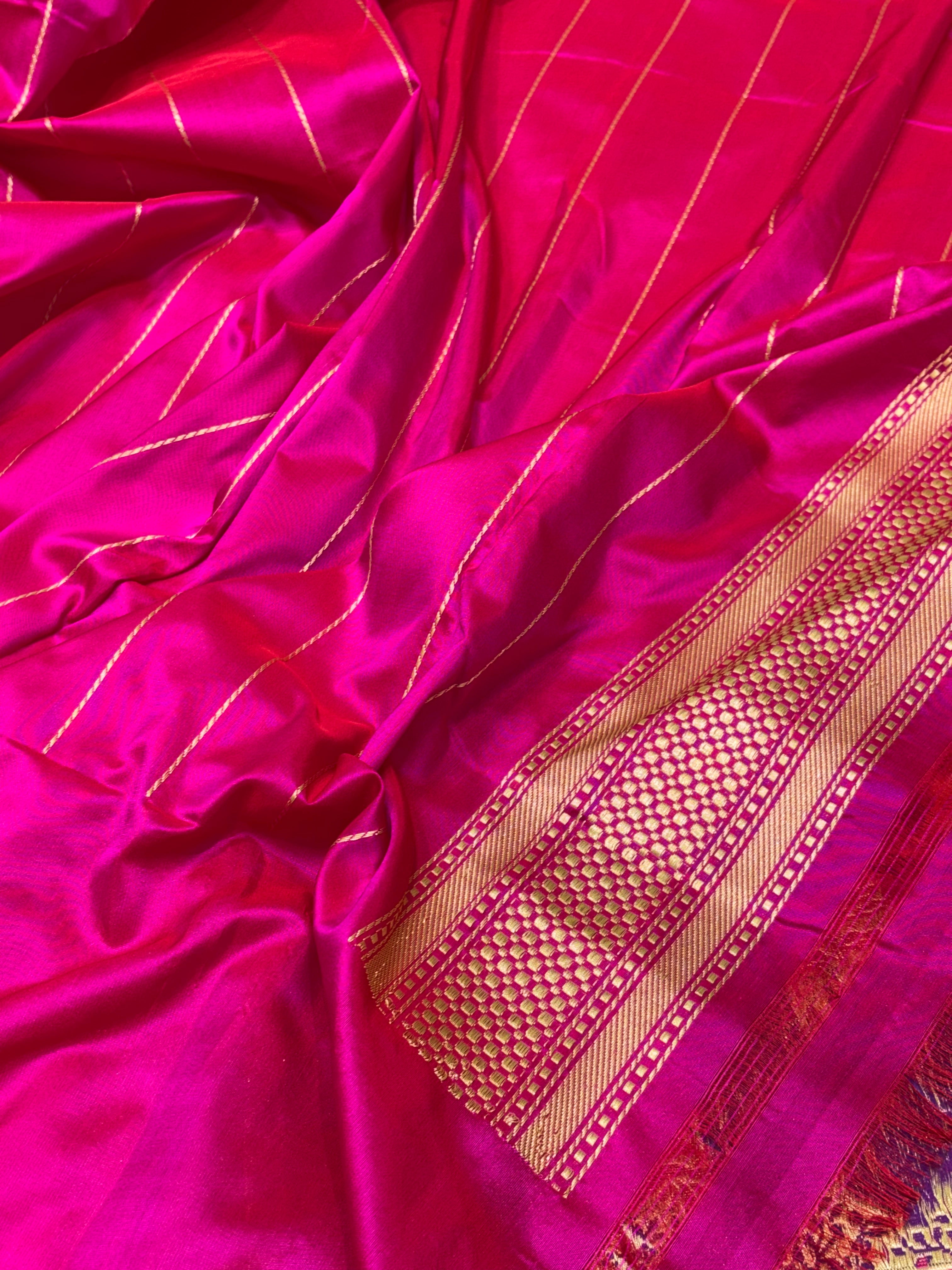 Rani Pink Banarasi Pure Katan Silk Handwoven Saree
