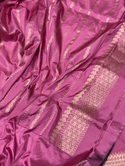 Peach Pure Banarasi Ektara  Silk Handwoven Saree