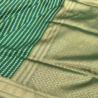 Bottle Green Banarasi  Brocade Silk Saree