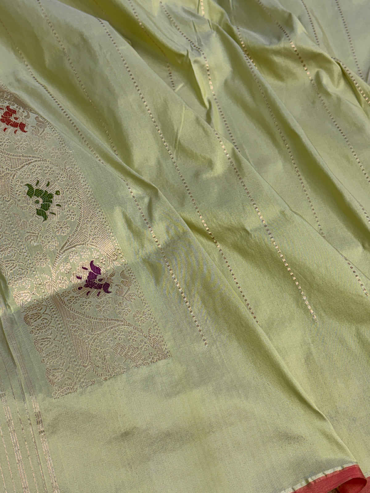 Light Pista Handwoven Pure BANARASI Katan Silk Saree