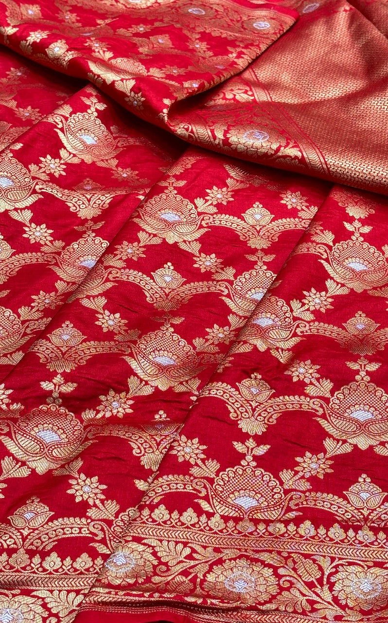 Red Banarasi  Brocade Silk Saree