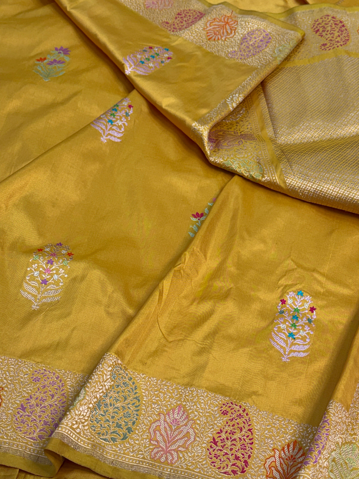 Yellow Handwoven Pure BANARASI Katan Silk Saree