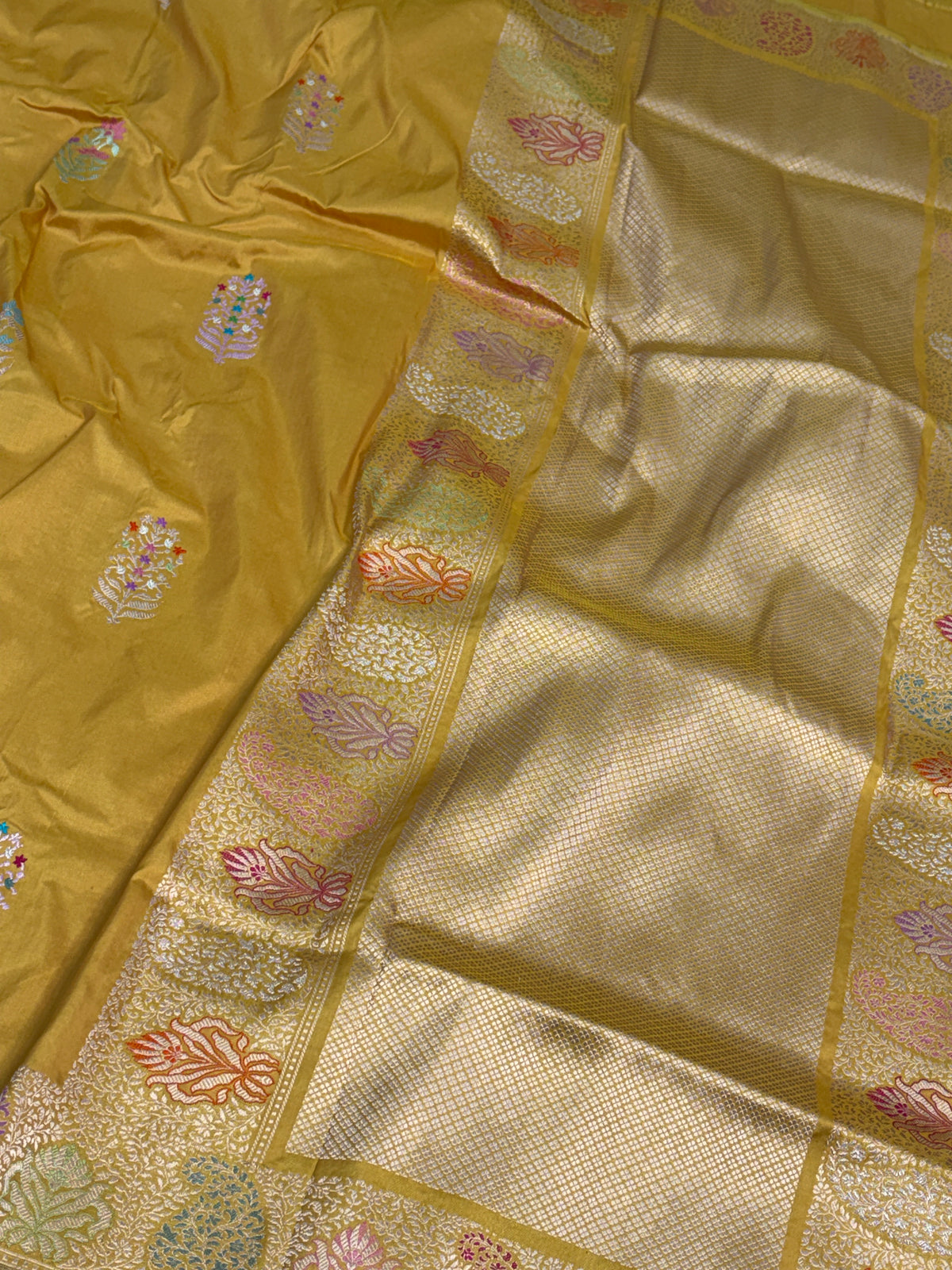 Yellow Handwoven Pure BANARASI Katan Silk Saree