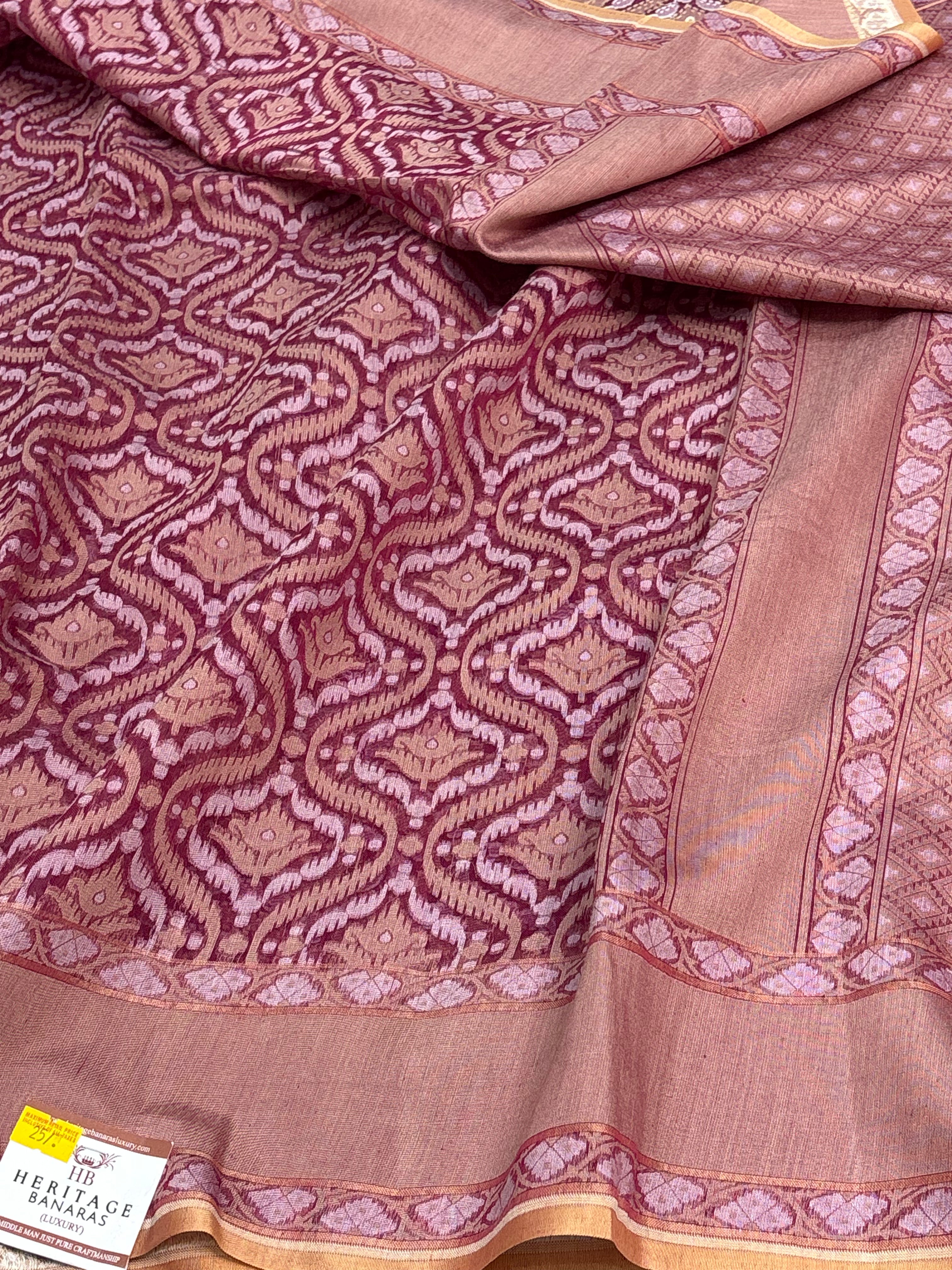 Pink Cotton Jamdani Handwoven Saree