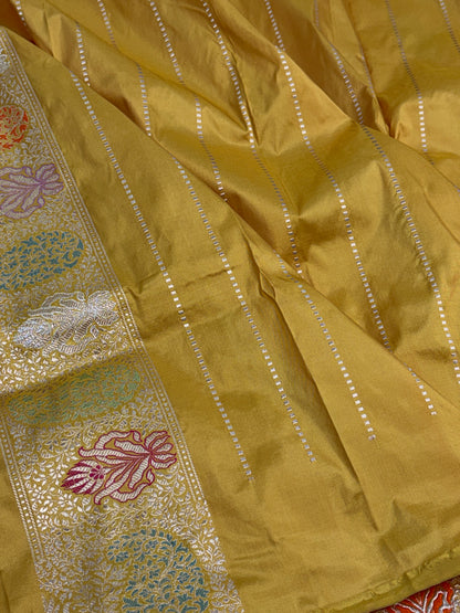 Yellow Handwoven Pure BANARASI Katan Silk Saree