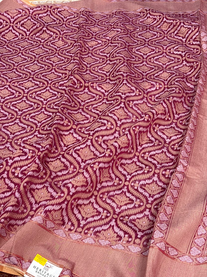 Pink Cotton Jamdani Handwoven Saree
