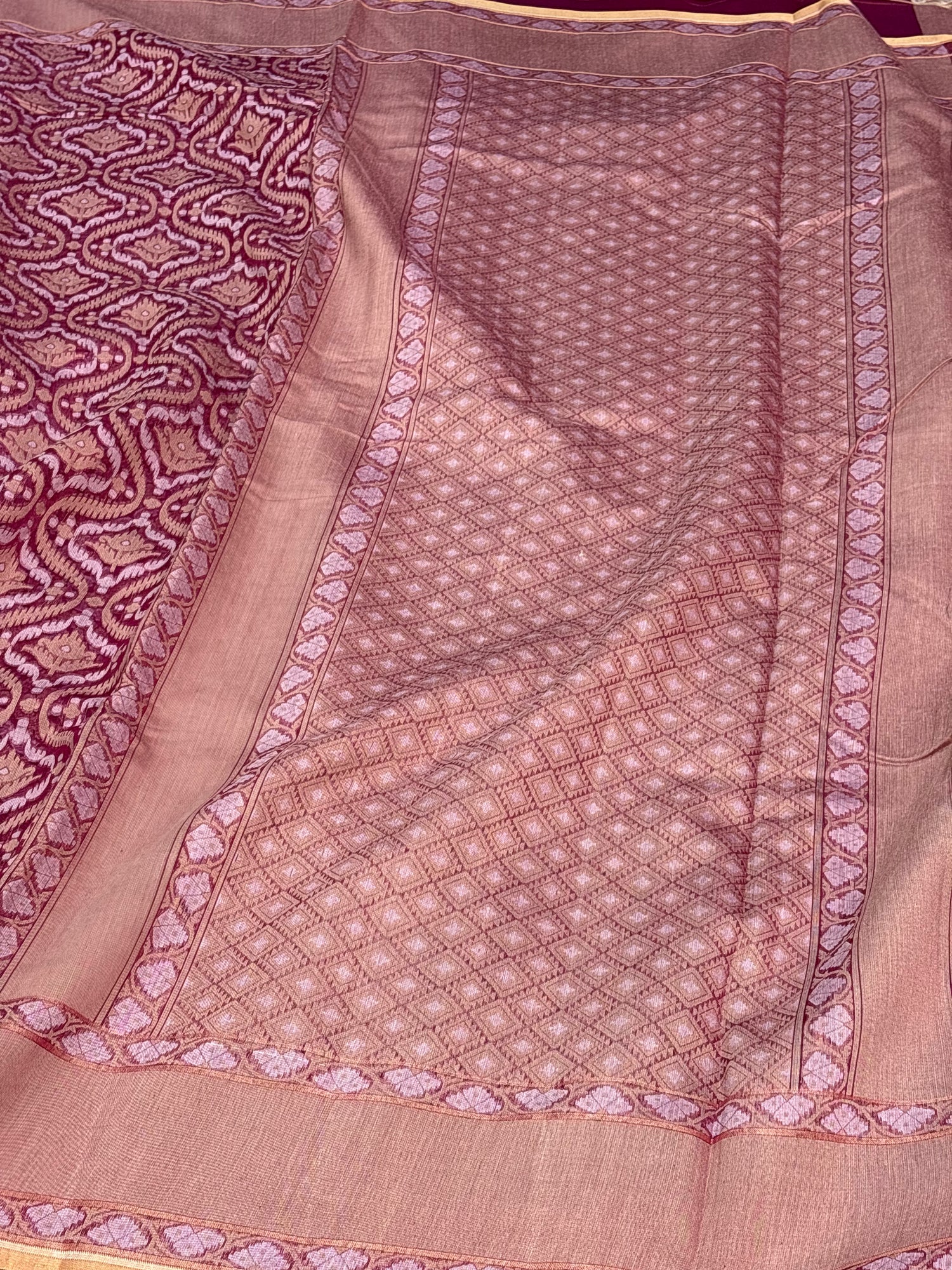 Pink Cotton Jamdani Handwoven Saree