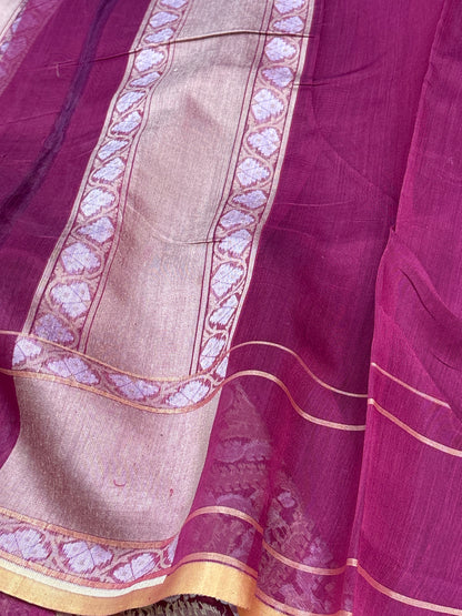 Pink Cotton Jamdani Handwoven Saree