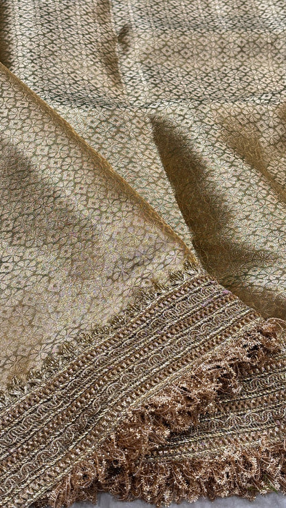 Bottle Green Banarasi Tissue Silk Handwoven Saree