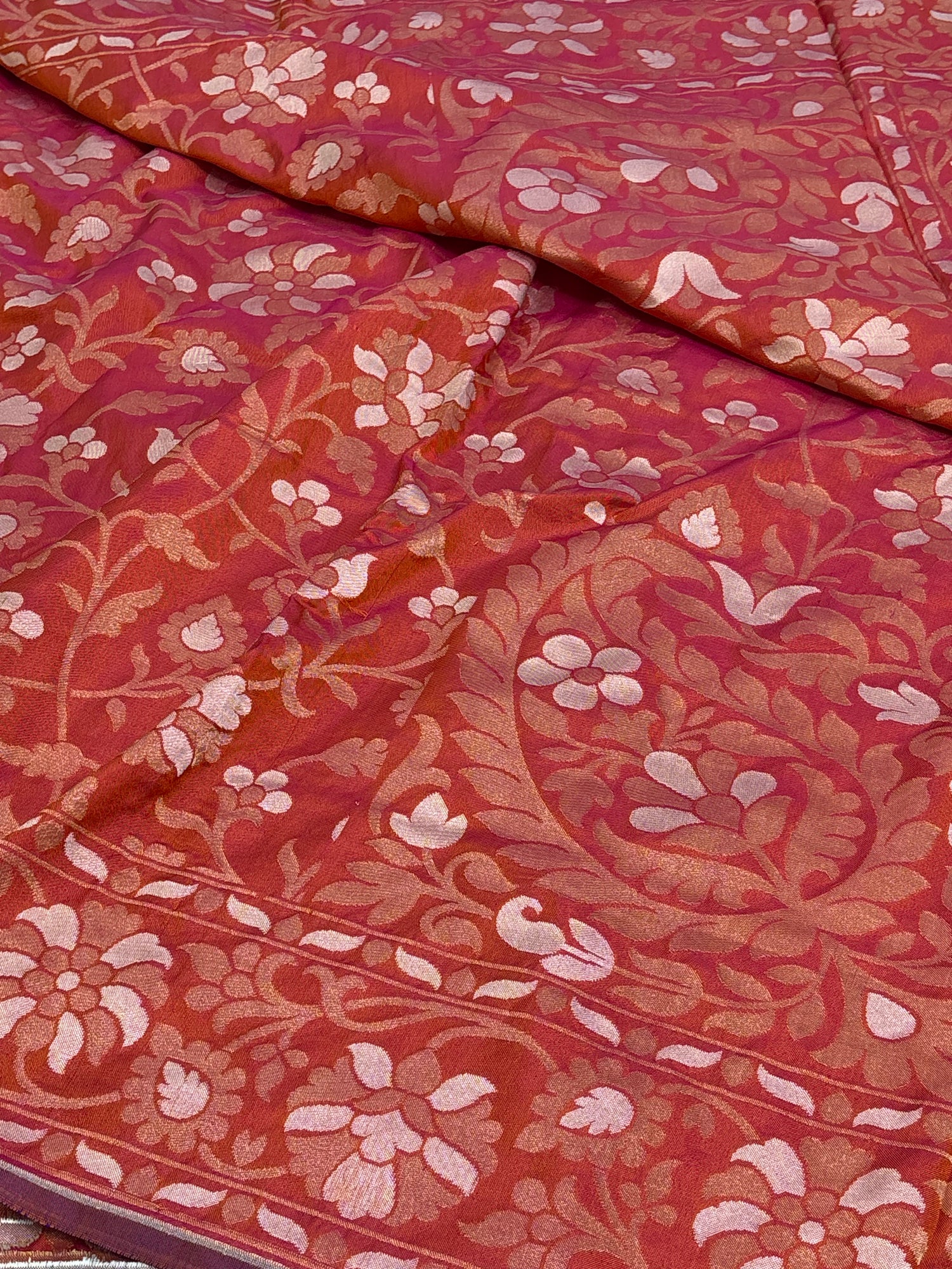 Red Silk Jamdani Handwoven Saree