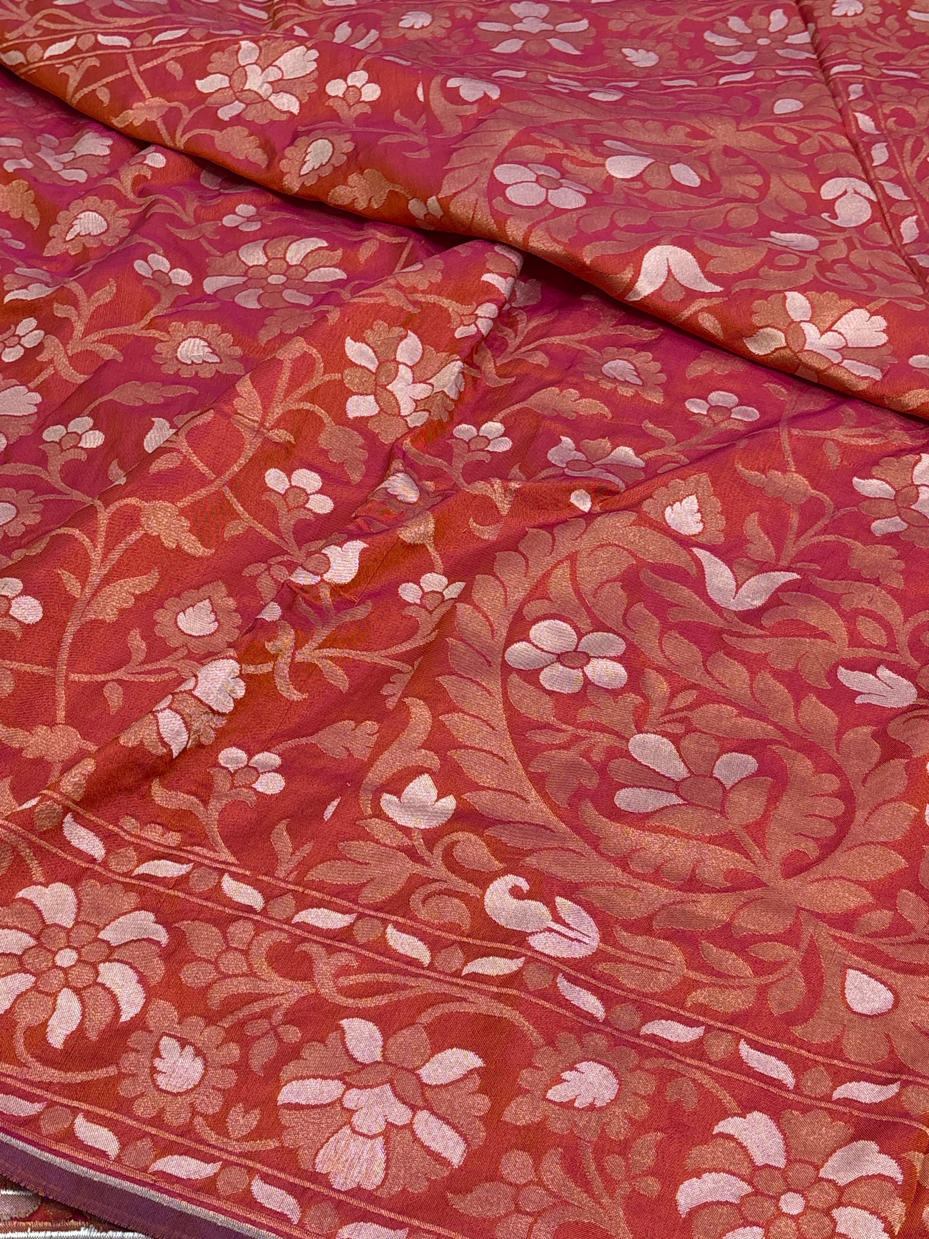 Red Silk Jamdani Handwoven Saree