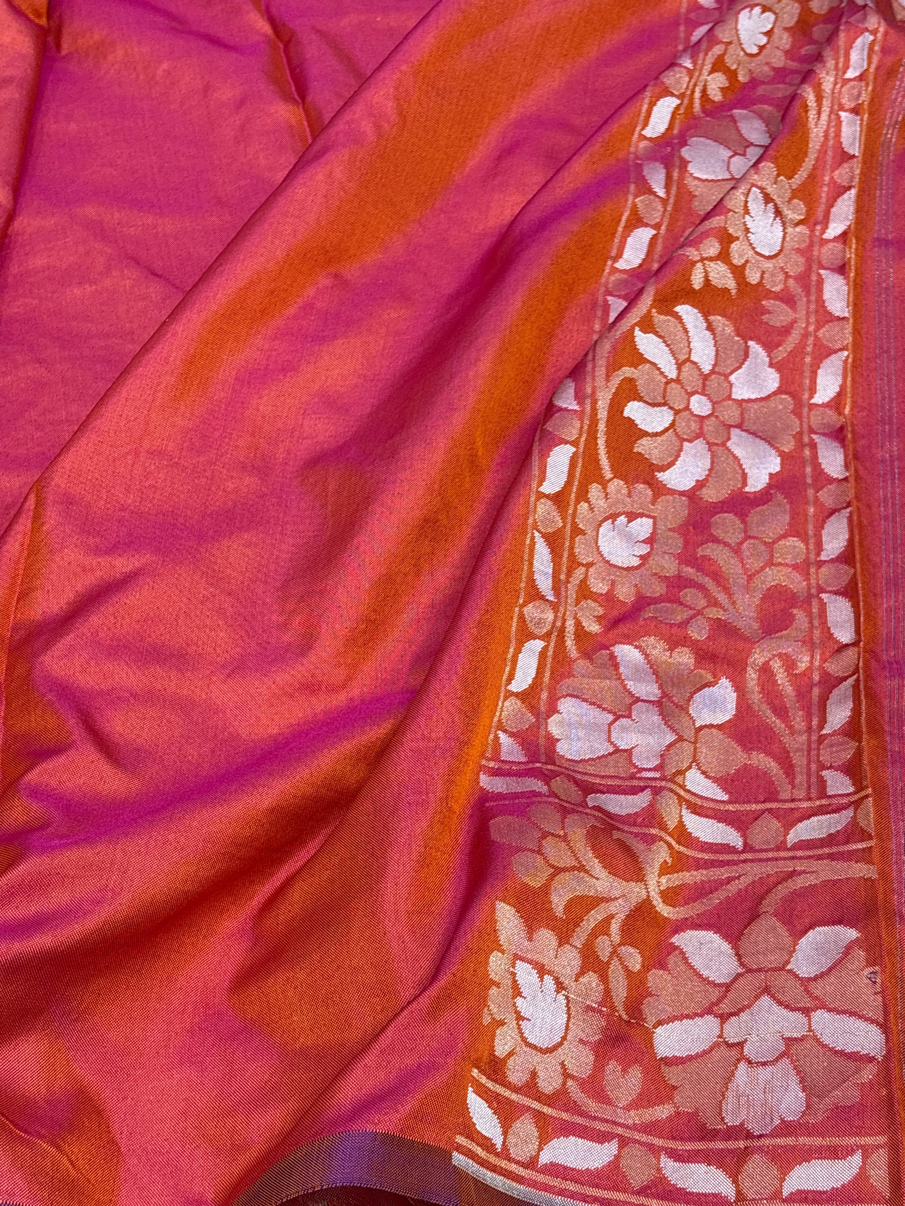 Red Silk Jamdani Handwoven Saree