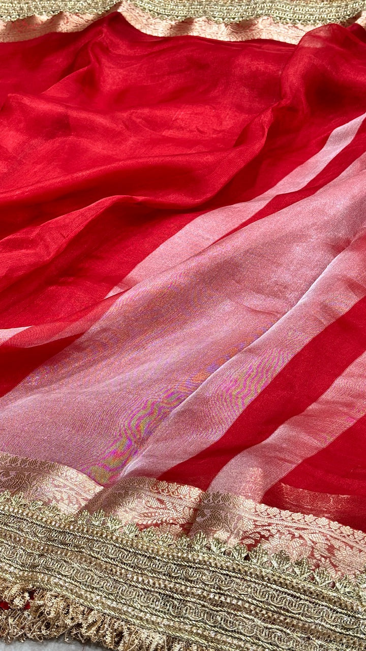 Red Banarasi Tissue Silk Handwoven Saree