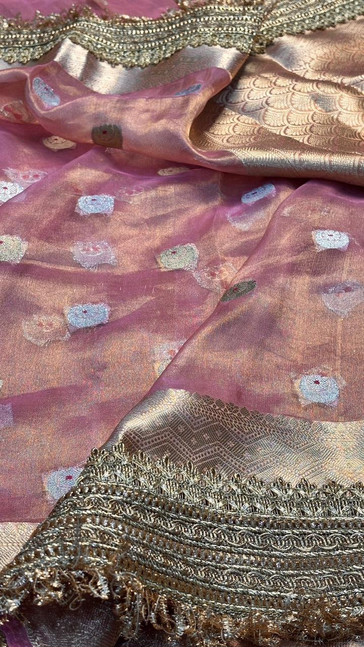 Blush Pink Banarasi Tissue Silk Handwoven Saree