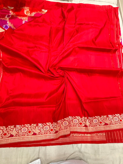 Pure Katan Silk Bridal Saree with Allover Meenakari Work