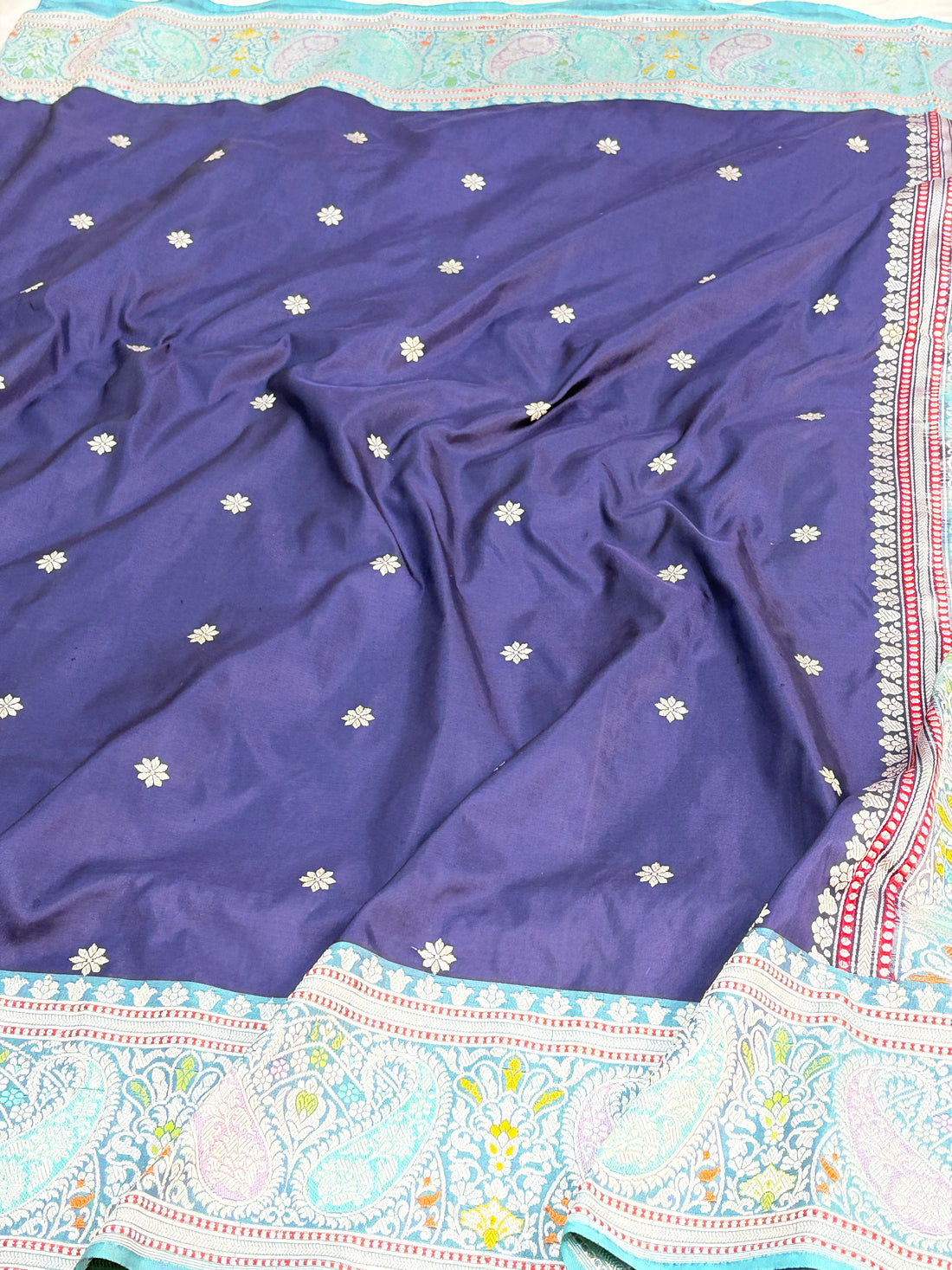 Navy Blue Handwoven Pure BANARSI Katan Silk Saree