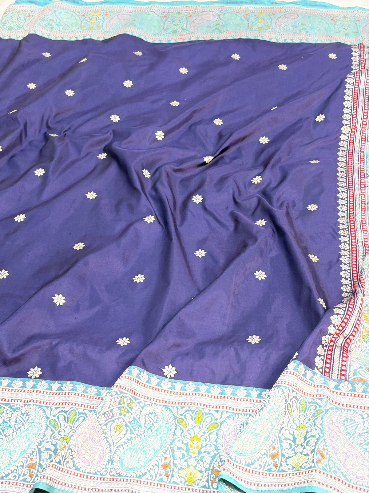 Navy Blue Handwoven Pure BANARSI Katan Silk Saree