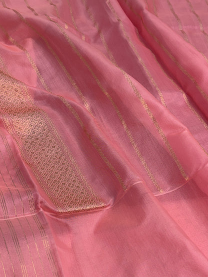 Red Handwoven Pure BANARSI EKTARA Silk Saree with KADHIYAL Border