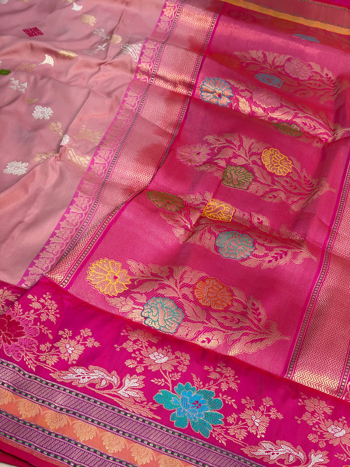 Light Peach Handwoven Pure BANARSI EKTARA Silk Saree