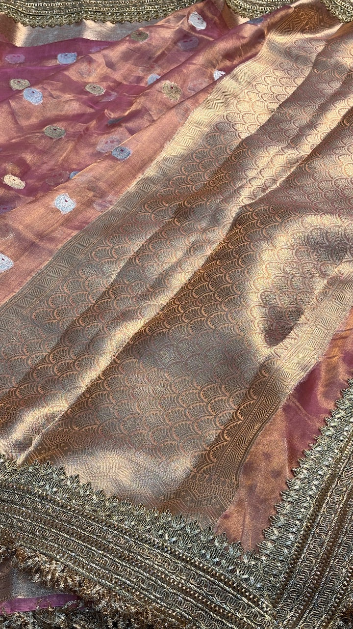 Blush Pink Banarasi Tissue Silk Handwoven Saree
